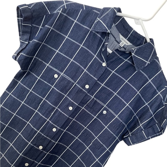 *NWOT* Max Studio Denim/Chambray Windowpane Collared Button Down Shirt Dress - Picture 5 of 12
